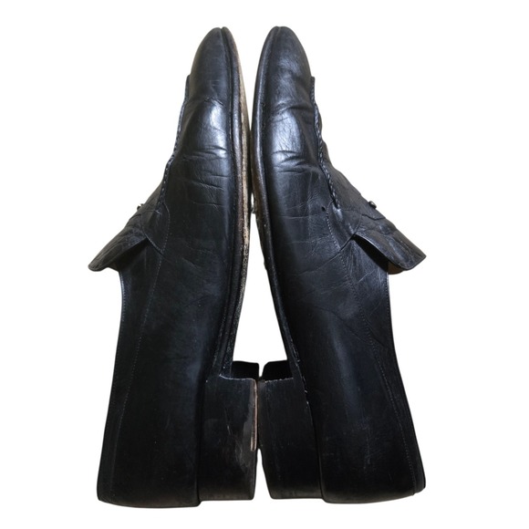 Artioli Slip On Leather Loafers Men\'s Size 9 - 10 Black Made In Italy Cortina